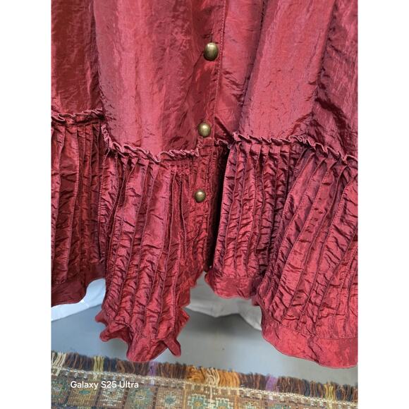 Vintage 90s Cordelia Maxi Dress Medium Ruffle Sleeve Button Up Victorian Renfair - Picture 5 of 10